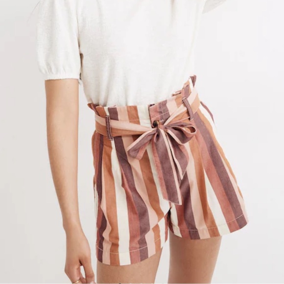 Madewell Pants - Madewell Women’s Paperbag Shorts in Rainbow Stripe Size 4